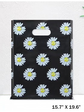 White Daisy Print Gift Bags (50 Pcs)